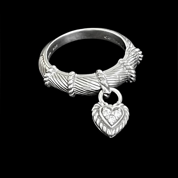 Judith Ripka Jewelry - Judith Ripka sterling silver cubic zirconia heart charm ring